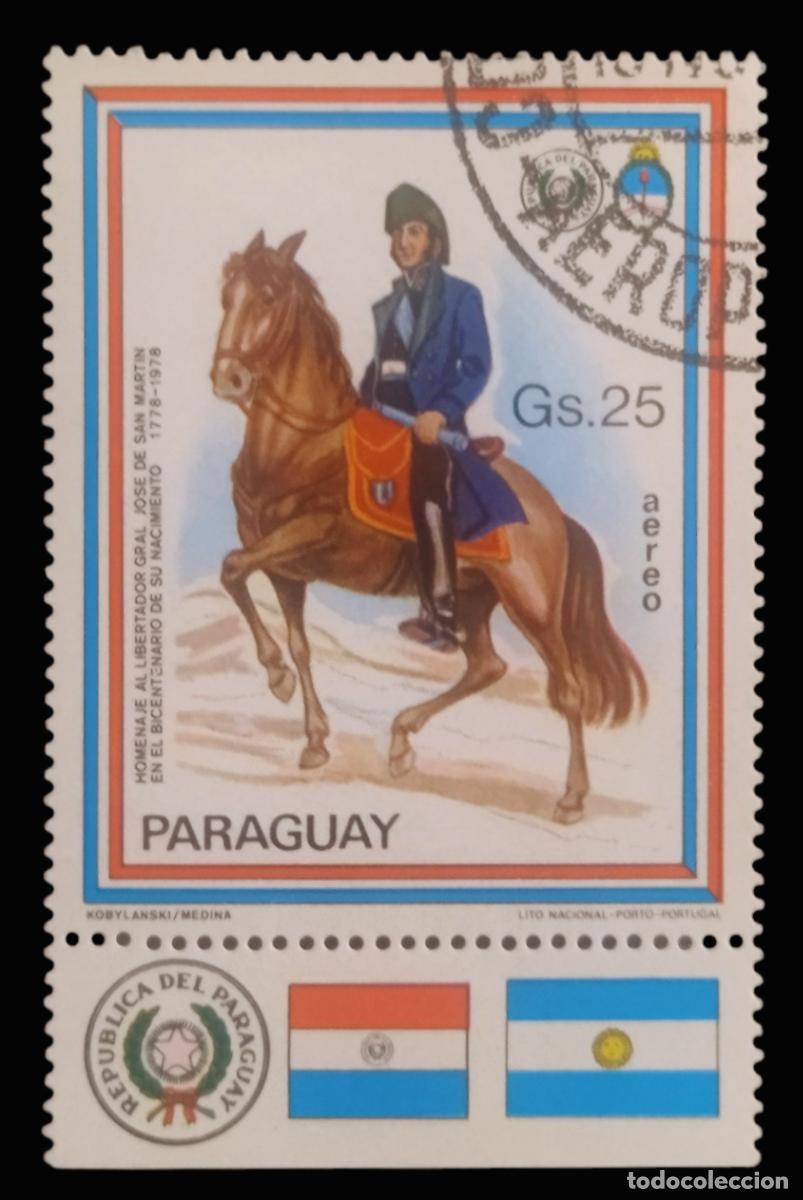 Sellos: PARAGUAY 1978 Uniformes militares a caballo. A&eacute;reo. USADO.