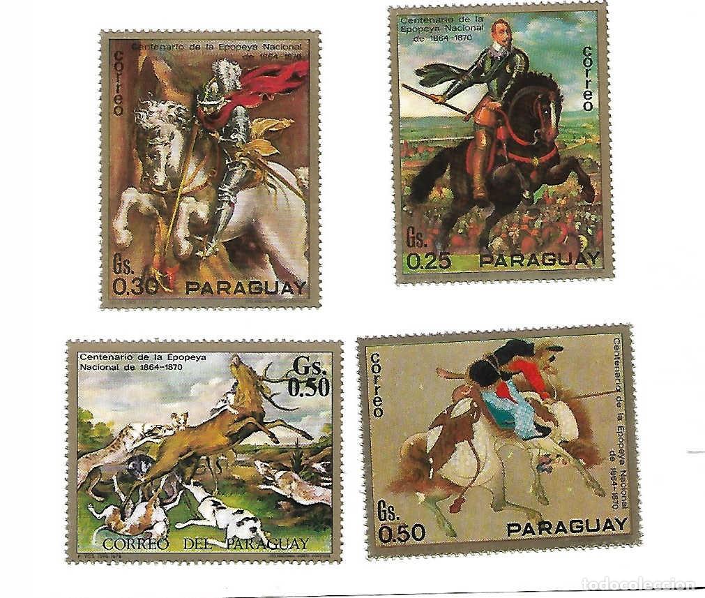 Sellos: Pinturas con CABALLEROS y caza. Paraguay. sellos a&ntilde;o 1971