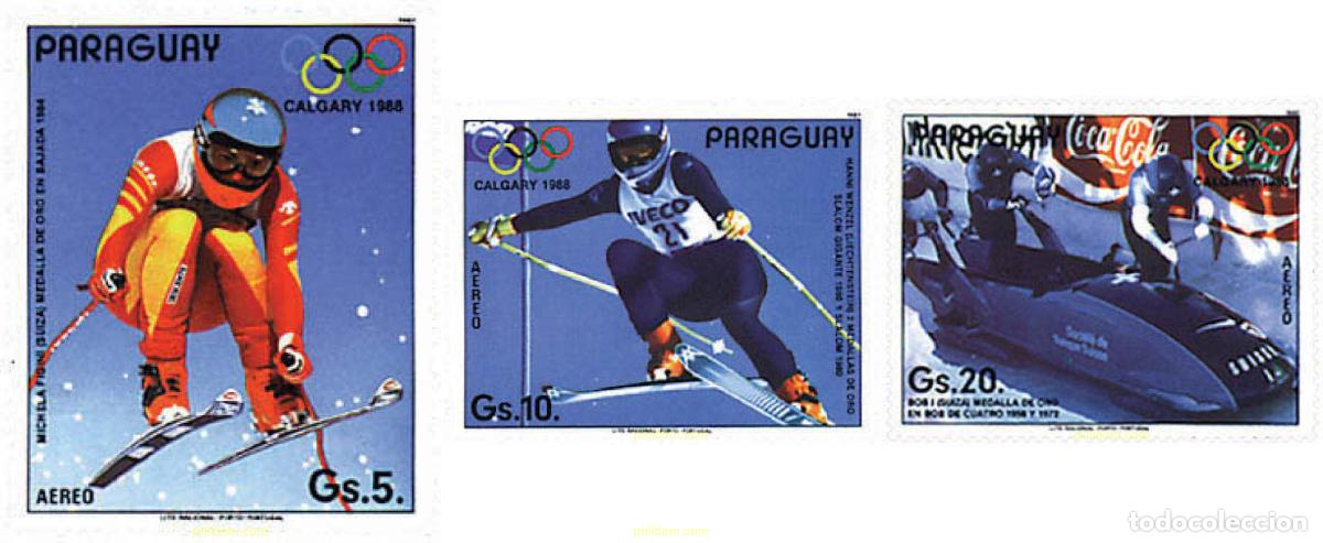 Sellos: 350925 MNH PARAGUAY 1987 15 JUEGOS OLIMPICOS INVIERNO CALGARY 1988