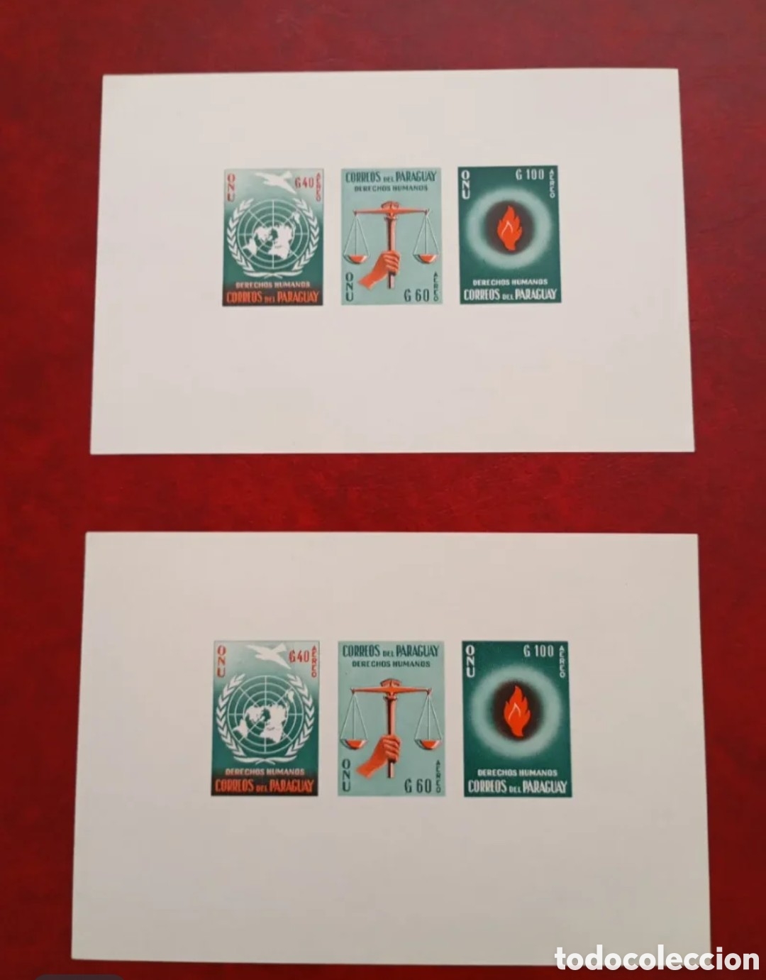 Stamps: PARAGUAY 1960 - ONU / DERECHOS HUMANOS - DOS HOJAS BLOQUE NUEVAS