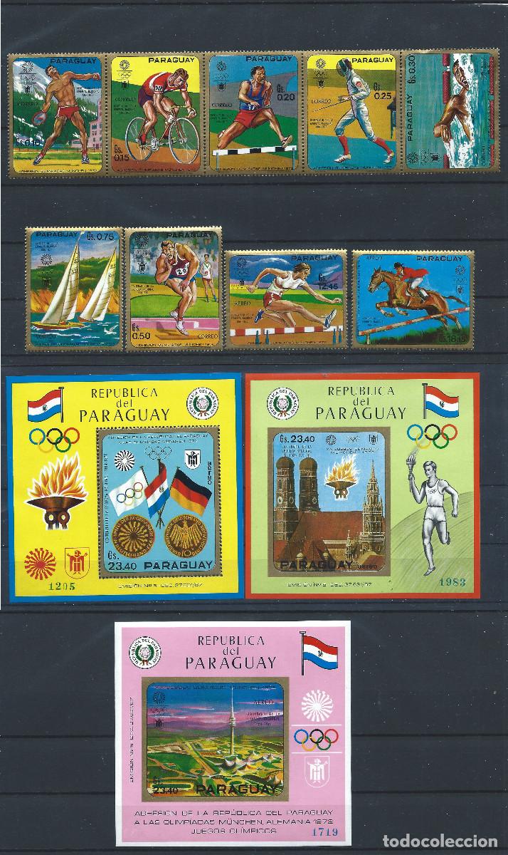 Briefmarken: Paraguay N&deg;1057/63 + PA 537/38 + Bloc 95/97** (MNH) 1970 - J.O de Munich