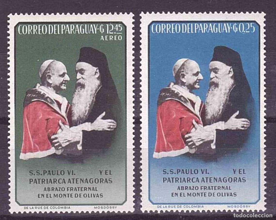 Sellos: PARAGUAY 1964 SERIE 2 STAMPS MNH EL PAPA PABLO VI Y EL PATRIARCA ATENAGORAS EN EL MONTE DE OLIVAS