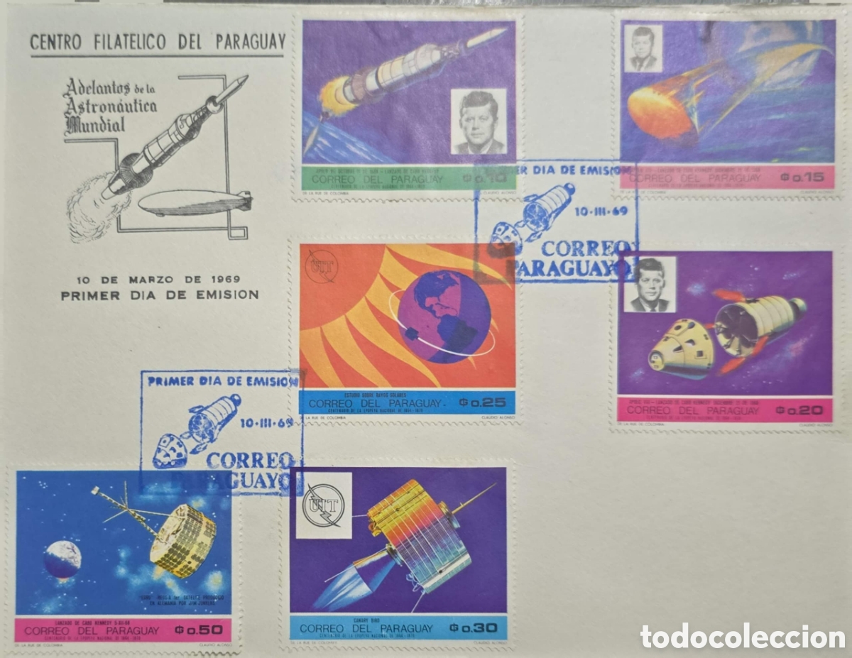 Briefmarken: CA) Paraguay , sobre de primer d&iacute;a de emisi&oacute;n que conmemora los adelantos de la astron&aacute;utica mun