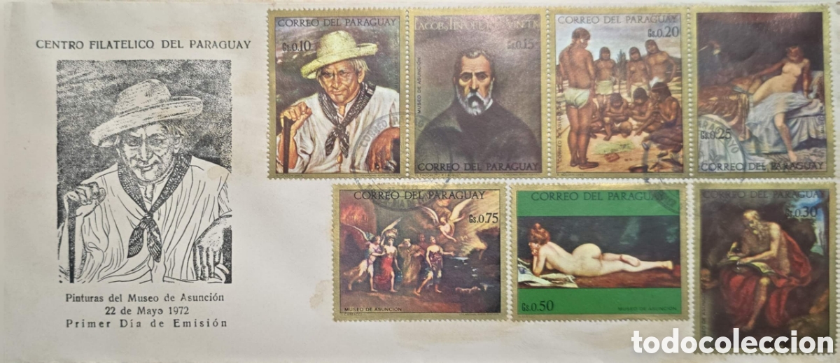 Briefmarken: CA) Paraguay , sobre de primer d&iacute;a de emisi&oacute;n que conmemora las pinturas del Museo de Asunci&oacute;n c