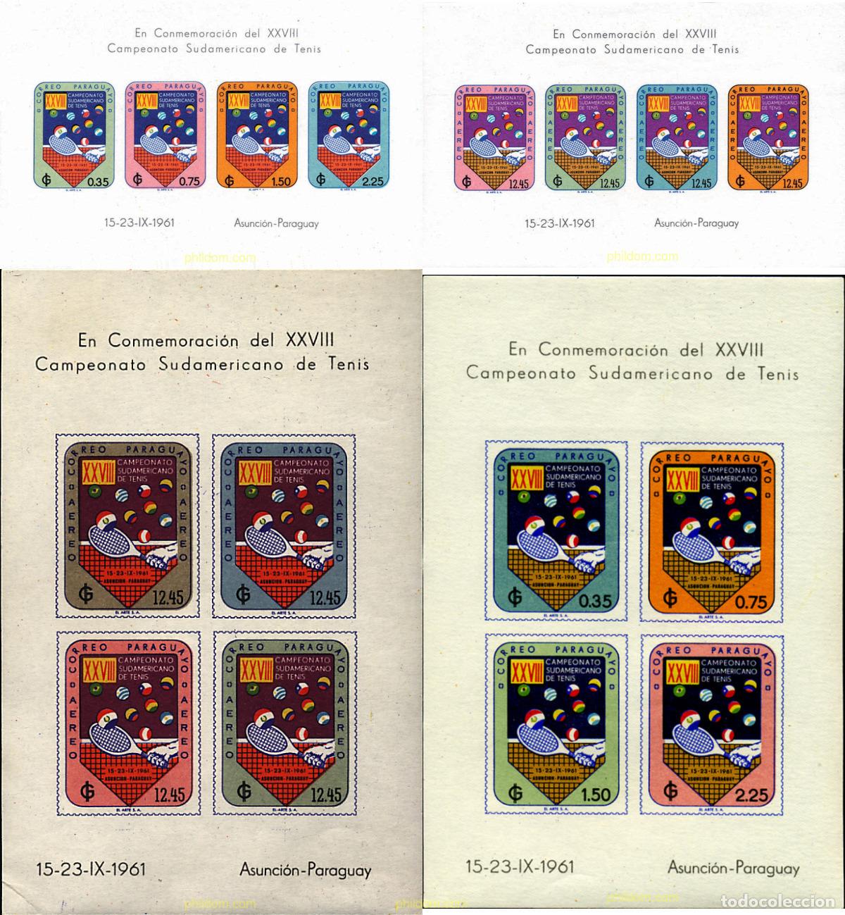 Stamps: 48054 MNH PARAGUAY 1961 CAMPEONATO SUDAMERICANO DE TENIS EN ASUNCION