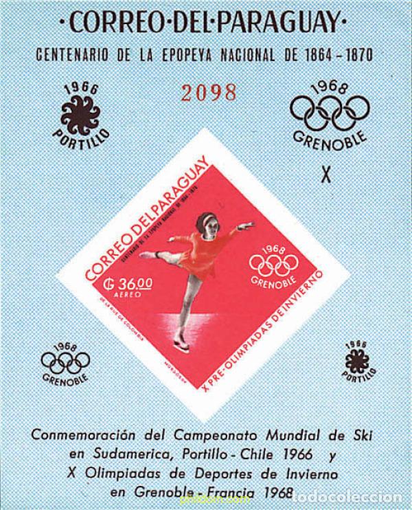Stamps: 71519 MNH PARAGUAY 1966 10 JUEGOS OLIMPICOS INVIERNO GRENOBLE 1968