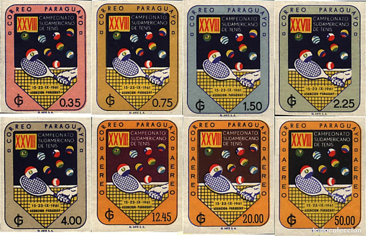 Stamps: 229311 MNH PARAGUAY 1961 CAMPEONATO SUDAMERICANO DE TENIS EN ASUNCION