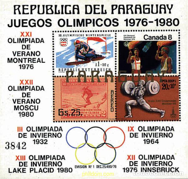 Stamps: 72639 MNH PARAGUAY 1978 JUEGOS OLIMPICOS 1976-1980