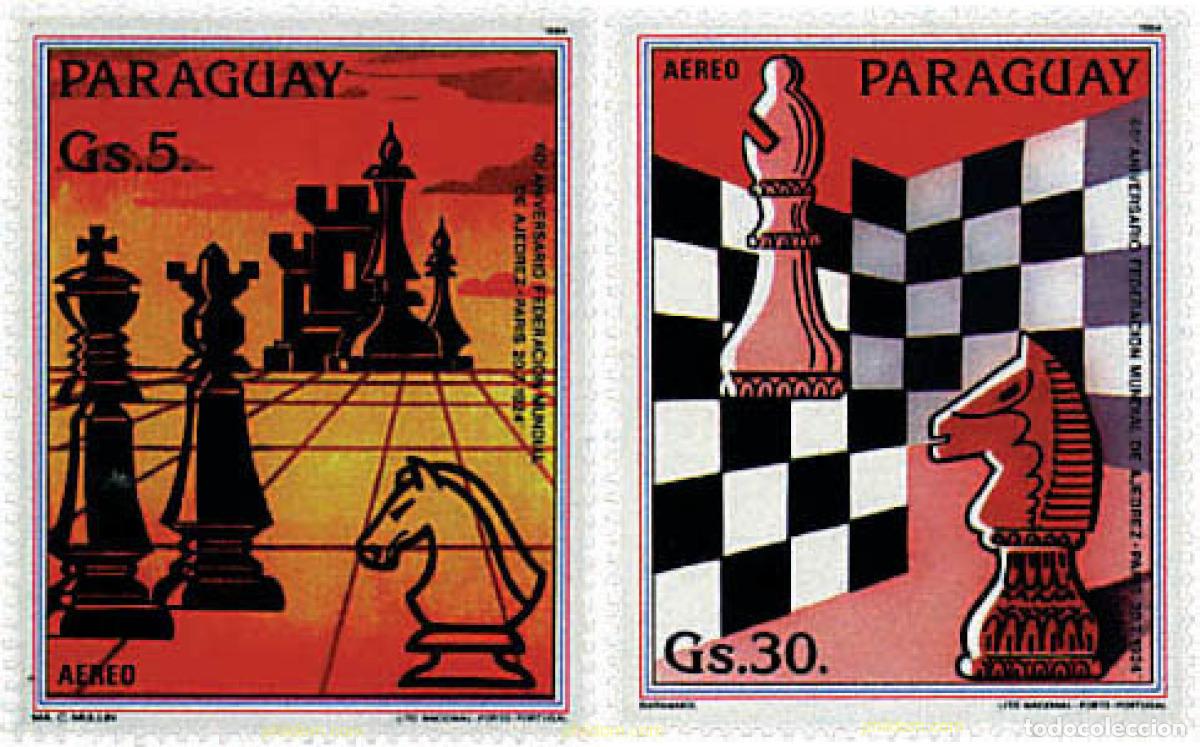 Sellos: 233907 MNH PARAGUAY 1984 60 ANIVERSARIO DE LA FEDERACION INTERNACIONAL DE AJEDREZ