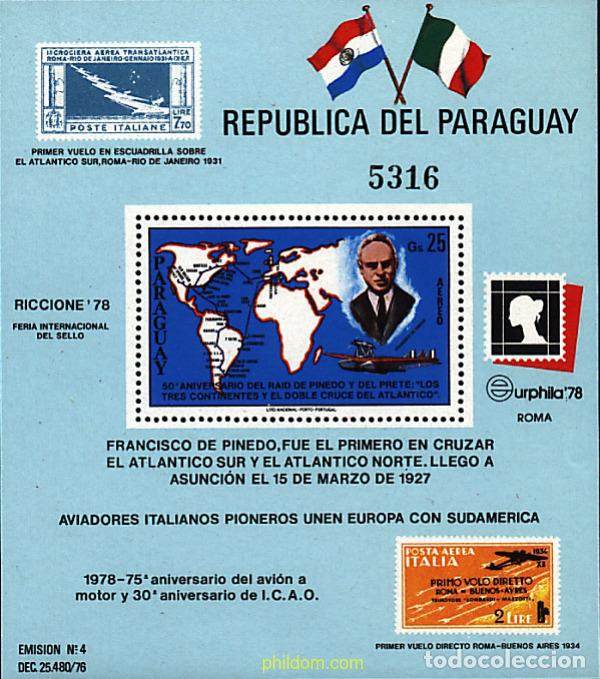 Sellos: 68718 MNH PARAGUAY 1978 TRAVESIA AEREA.