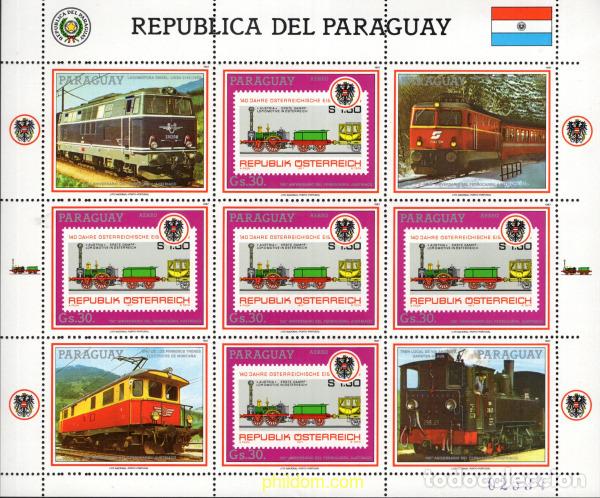 Sellos: 10184 MNH PARAGUAY 1988 150 ANIVERSARIO DEL FERROCARRIL AUSTRIACO