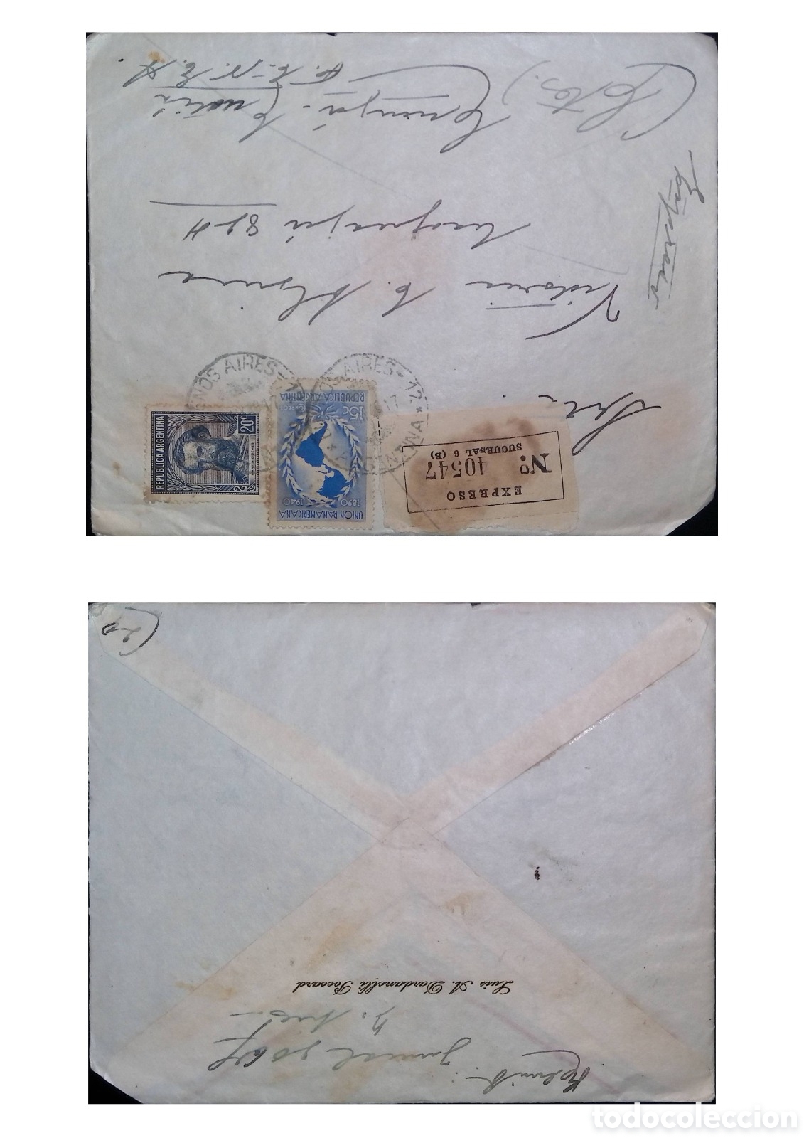 Sellos: CA)Paraguay&ndash;Argentina &middot; 1920s &middot; Pan-American Union & Express Mail &middot; Mixed‑franking envelope bearing
