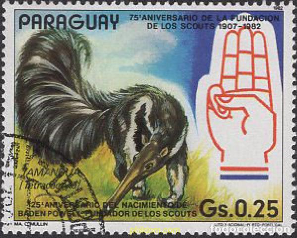 Sellos: 637612 USED PARAGUAY 1982 75 ANIVERSARIO DEL ESCULTISMO