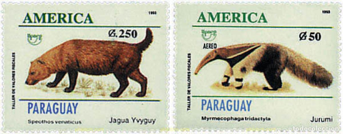 Briefmarken: 30828 MNH PARAGUAY 1993 AMERICA-UPAEP 1993 - FAUNA EN VIA DE EXTINCION