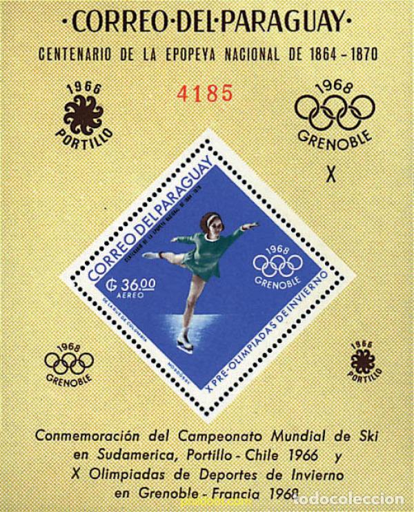 Sellos: 71817 MNH PARAGUAY 1966 10 JUEGOS OLIMPICOS INVIERNO GRENOBLE 1968