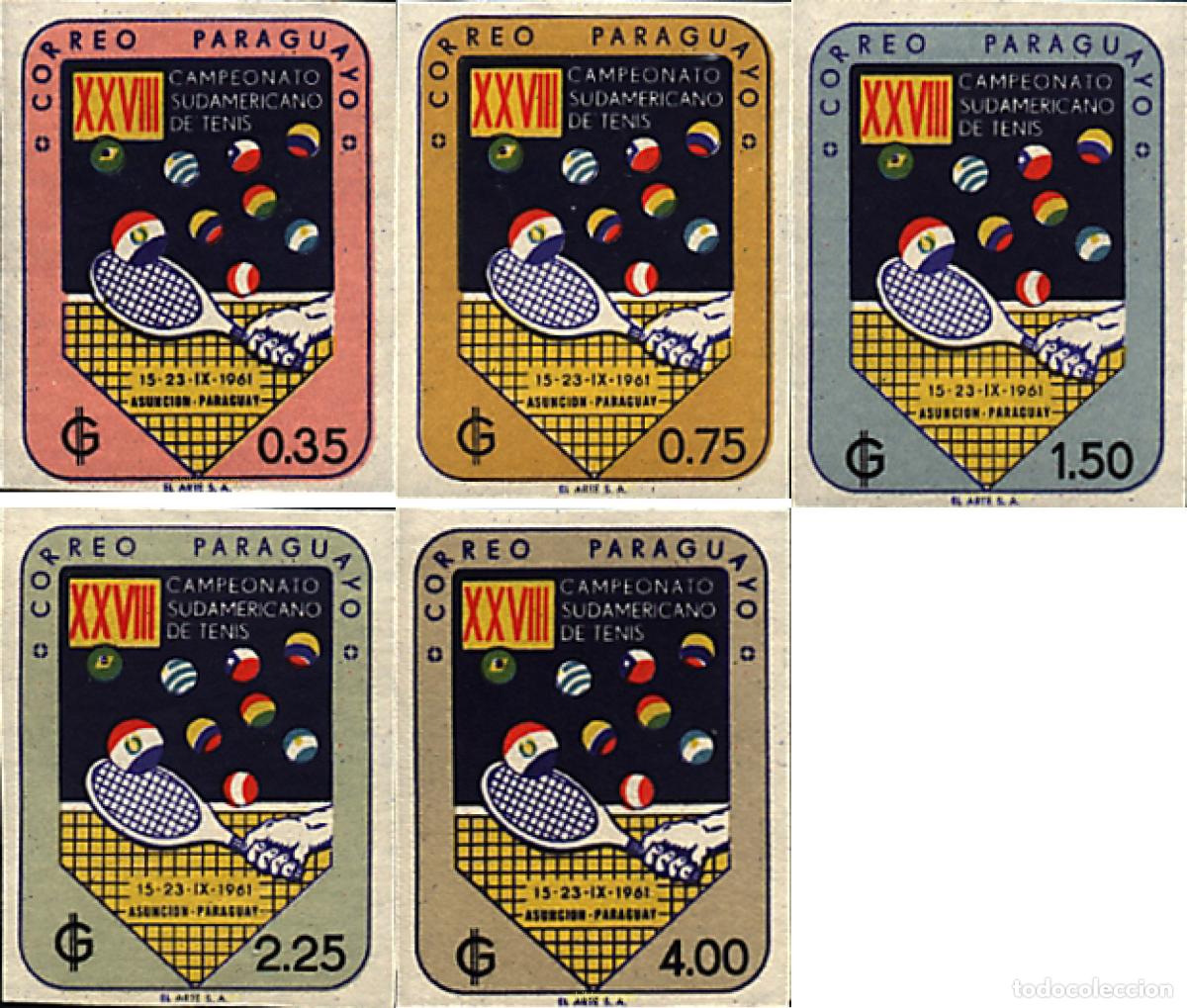 Sellos: 587365 MNH PARAGUAY 1961 CAMPEONATO SUDAMERICANO DE TENIS EN ASUNCION