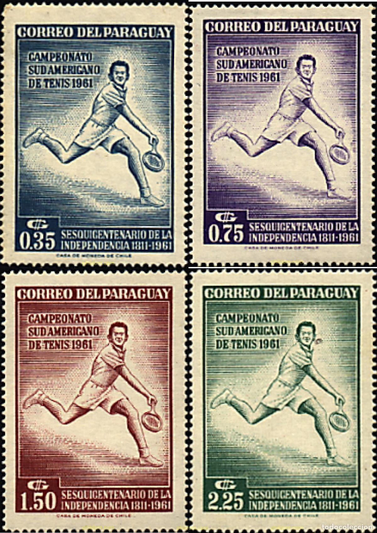 Sellos: 679262 HINGED PARAGUAY 1962 CAMPEONATO SUDAMERICANO DE TENIS EN ASUNCION