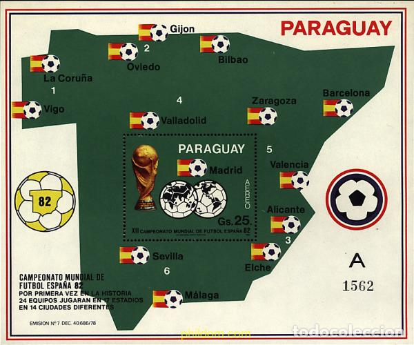 Sellos: 41267 MNH PARAGUAY 1982 COPA DEL MUNDO DE FUTBOL. ESPA&Ntilde;A-82