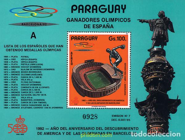 Sellos: 55610 MNH PARAGUAY 1989 25 JUEGOS OLIMPICOS VERANO BARCELONA 1992