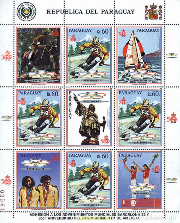 Sellos: 1219 MNH PARAGUAY 1989 25 JUEGOS OLIMPICOS VERANO BARCELONA 1992