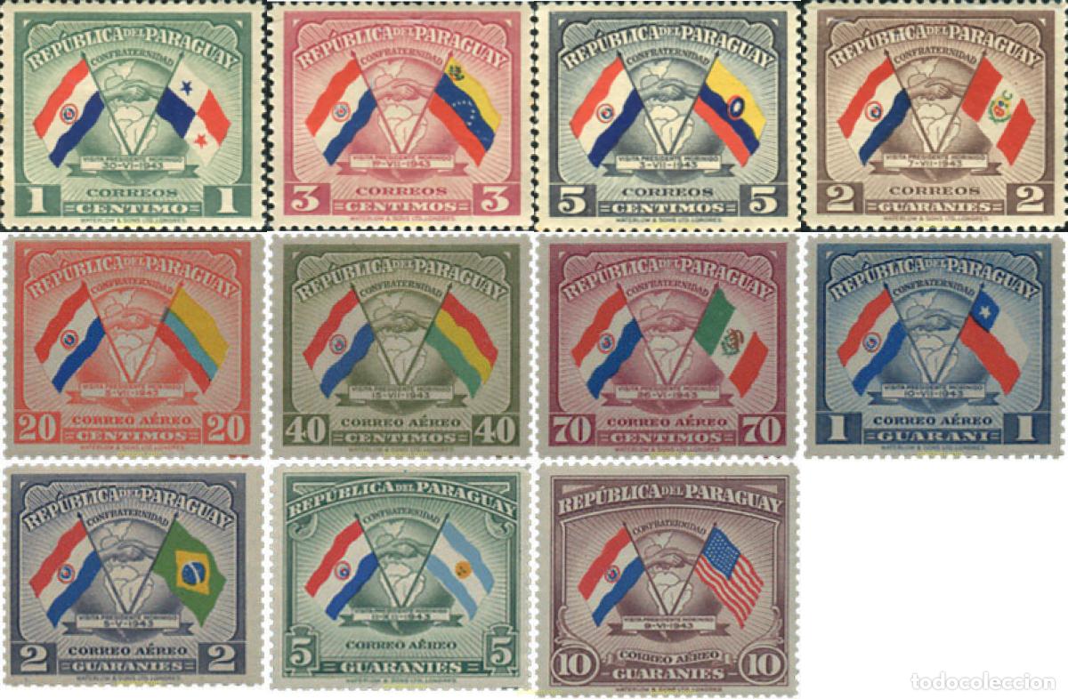 Sellos: 148094 MNH PARAGUAY 1945 VIAJES DEL PRESIDENTE MORINIGO