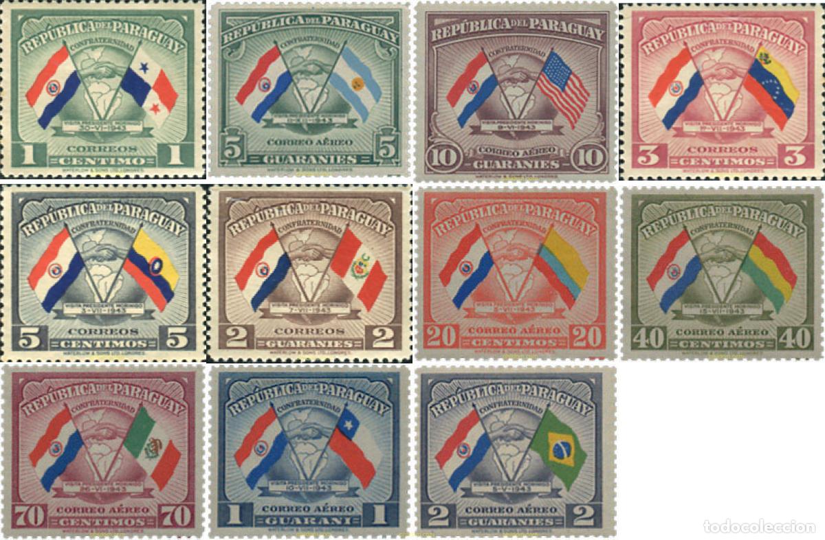 Sellos: 598462 HINGED PARAGUAY 1945 VIAJES DEL PRESIDENTE MORINIGO