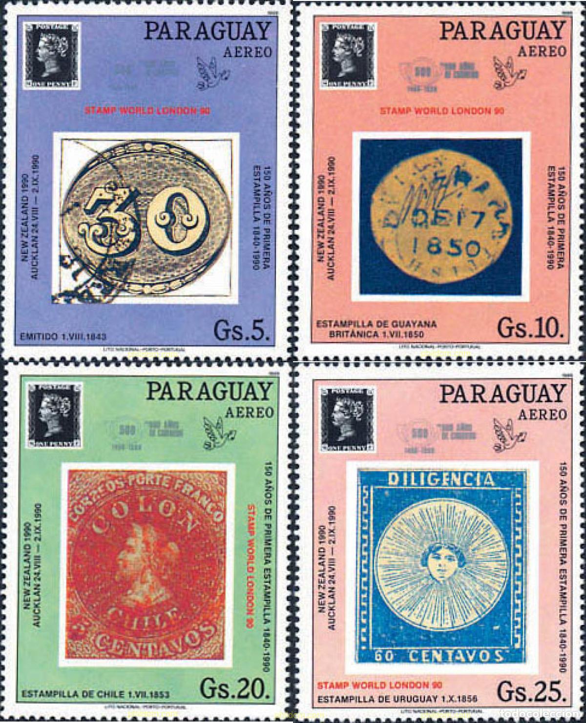 Sellos: 372746 MNH PARAGUAY 1989 150 ANIVERSARIO DEL PRIMER SELLO