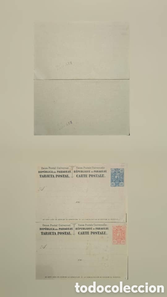 Sellos: CA)Paraguay 1881.Postal units of the Universal Postal Union (official cards with printed stamp).