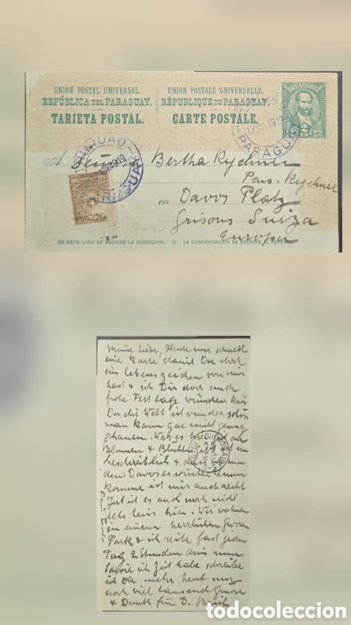 Sellos: CA)Paraguay + 1903 + International Postcard + Bilingual &ldquo;Union Postal Universal&rdquo; card from Asunci&oacute;n