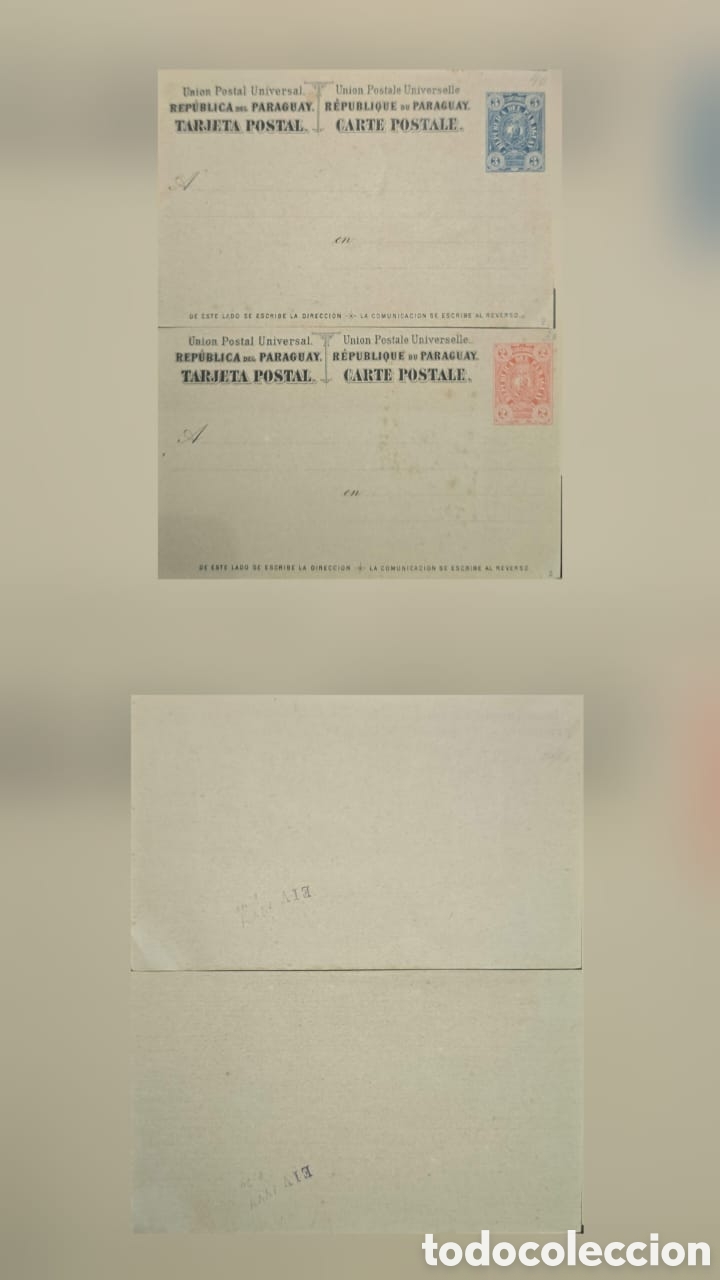 Sellos: CA)Paraguay + 1900s + Postal Stationery + Bilingual &ldquo;Union Postal Universal&rdquo; cards with ornate impri