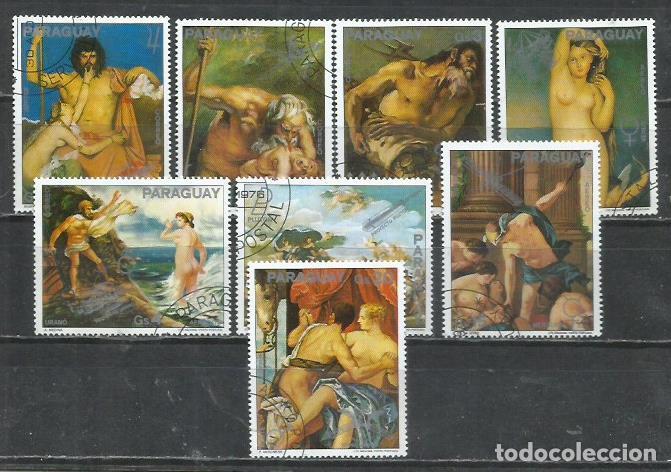 Sellos: 9874-2 SERIES COMPLETAS PARAGUAY ARTE PINTURA SERIE 1976 N&ordm; 1504/1508 + 732/734 AEREOS PLANETAS