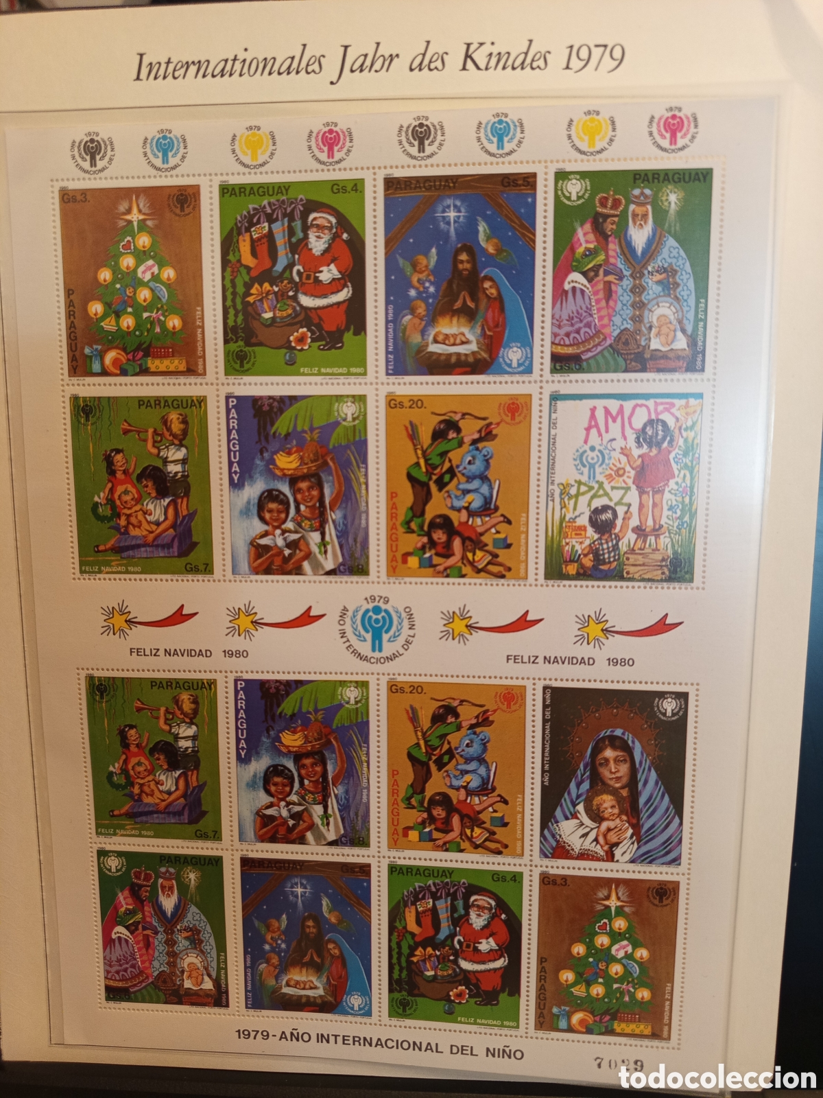Francobolli: &rdquo;Paraguay 1980 - Hoja bloque completa 16 sellos - Navidad - A&ntilde;o del Ni&ntilde;o&rdquo;