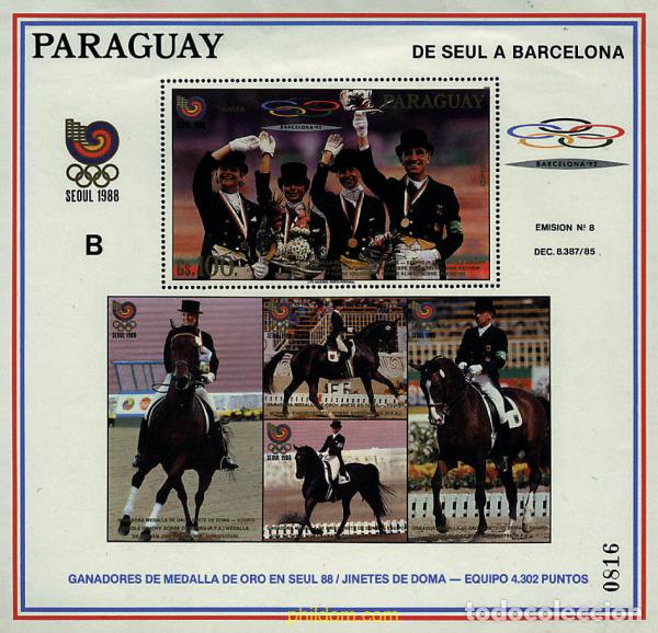 Sellos: 69662 MNH PARAGUAY 1989 24 JUEGOS OLIMPICOS VERANO SEUL 1988
