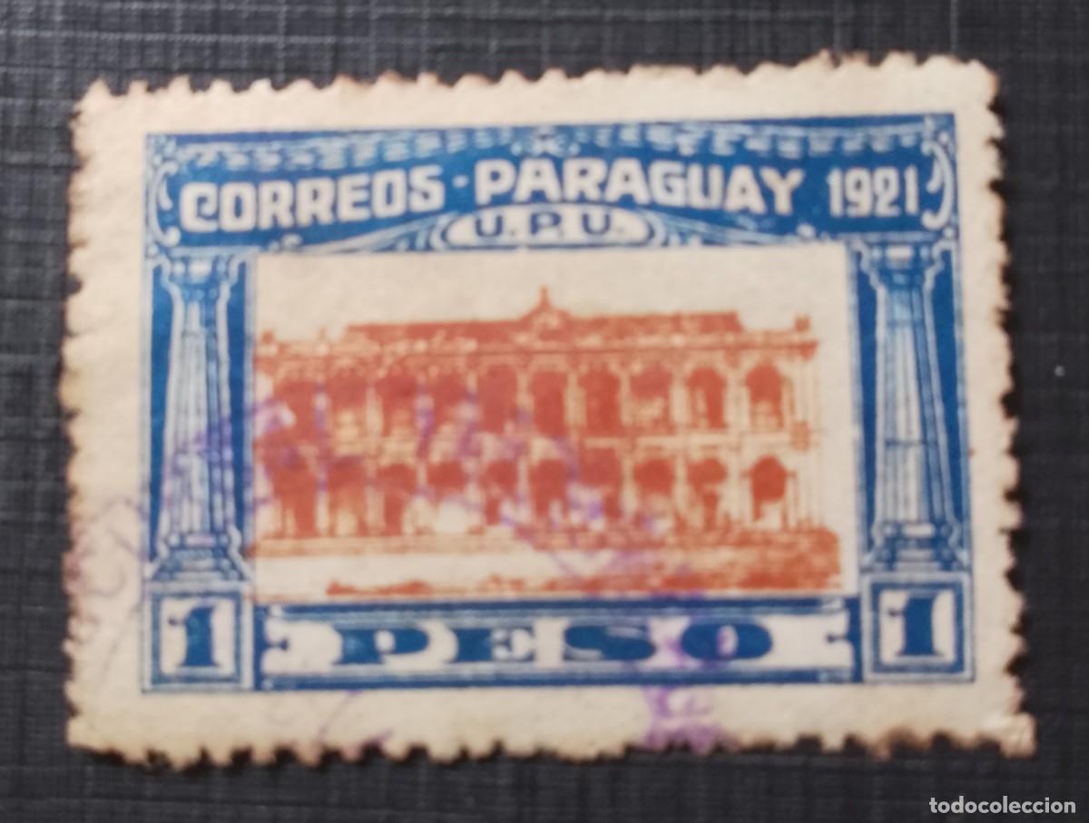 Sellos: PARAGUAY - 1 PESO - U.P.U., EDIFICIO PARLAMENTO