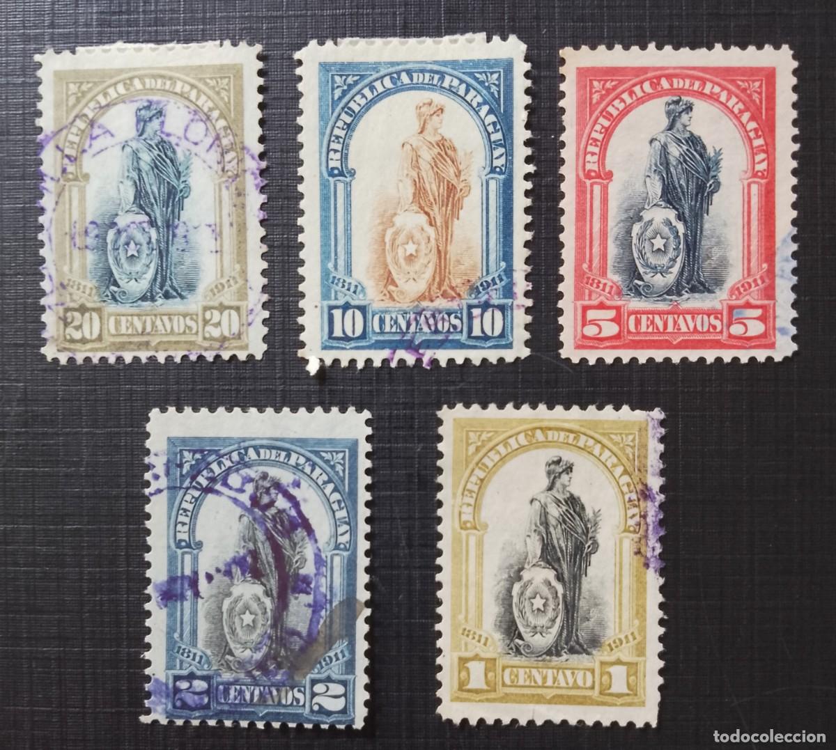 Sellos: LOTE CON 5 SELLOS DE PARAGUAY - 1811.1911, CENTENARIO DE LA INDEPENDENCIA
