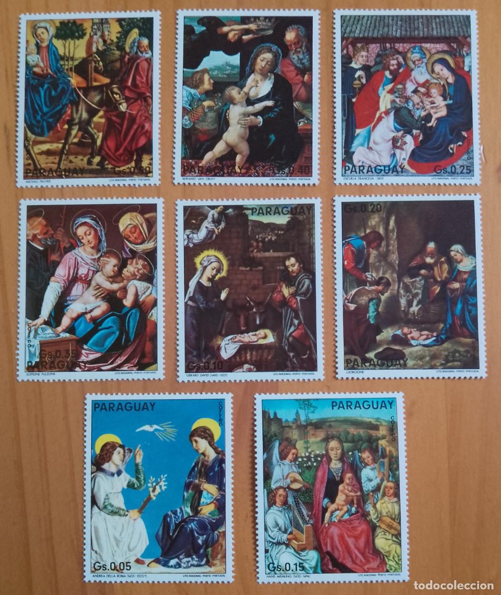 Sellos: PARAGUAY - LOTE 8 SELLOS, TEMA_ PINTURA, RELIGI&Oacute;N.