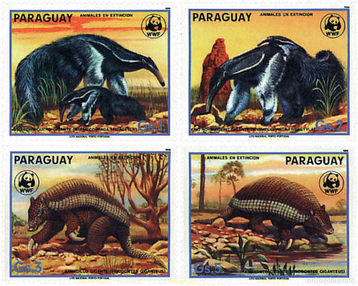Sellos: 75236 MNH PARAGUAY 1988 ARMADILLO GIGANTE, OSO HORMIGUERO GIGANTE