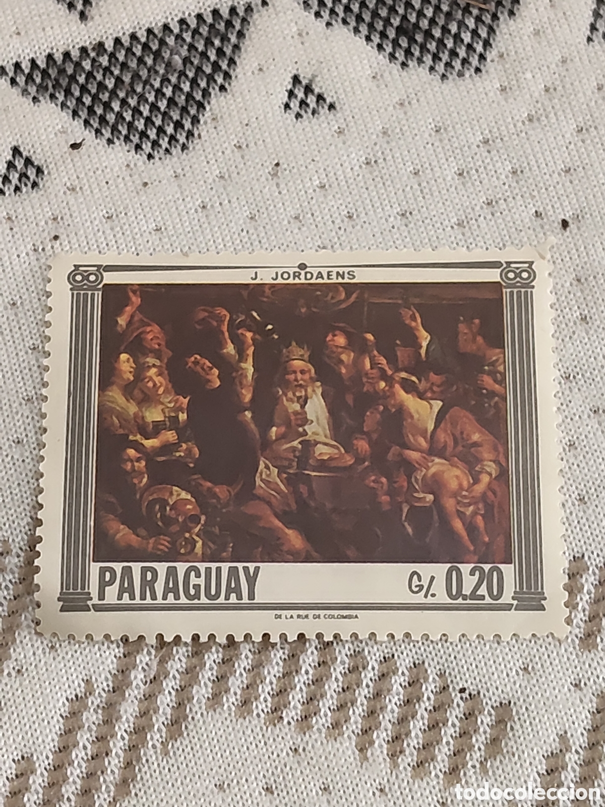 Sellos: Sello de Paraguay pintura el Rey bebe obra del pintor flamenco Jacob Jordaens 1967