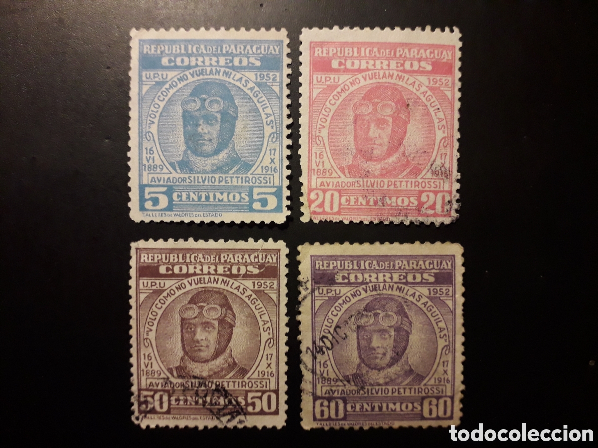 Sellos: PARAGUAY YVERT 493/6 SERIE COMPLETA USADA 1954 AVIACI&Oacute;N, SILVIO PETTIROSSI PEDIDO M&Iacute;NIMO 3&euro;