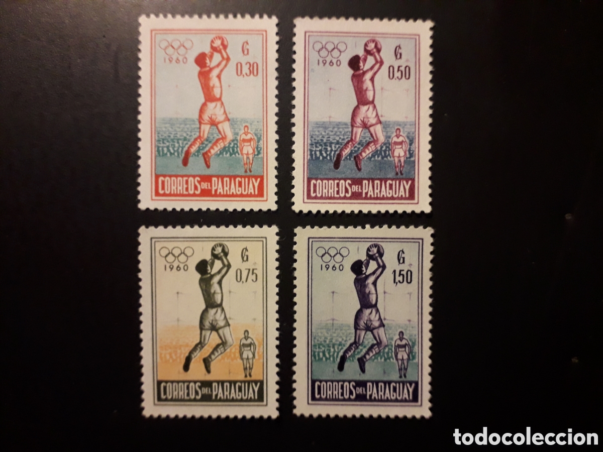 Sellos: PARAGUAY YVERT 572/5 SERIE COMPLETA SIN GOMA 1960 DEPORTES BALONCESTO OLIMPIADA ROMA PEDIDO M&Iacute;NIM 3&euro;