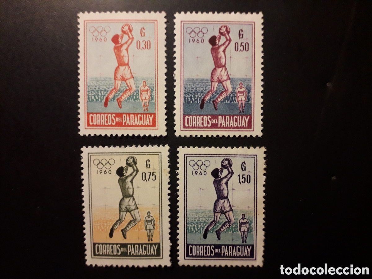 Sellos: PARAGUAY YVERT 572/5 CTA NUEVA CON CHARNELA 1960 DEPORTES BALONCESTO OLIMPIADA ROMA PEDIDO M&Iacute;NIMO 3&euro;
