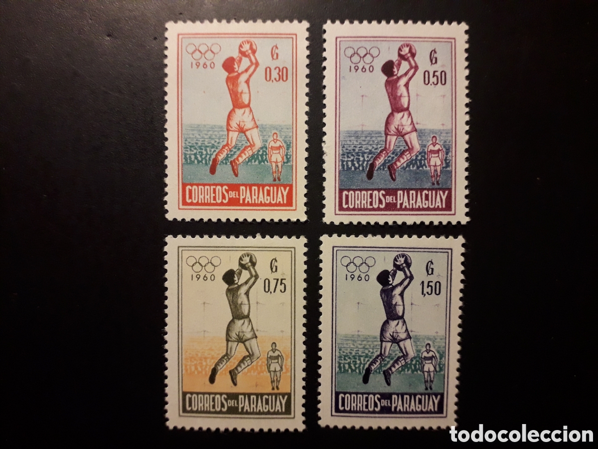 Sellos: PARAGUAY YVERT 572/5 CTA NUEVA CON CHARNELA 1960 DEPORTES BALONCESTO OLIMPIADA ROMA PEDIDO M&Iacute;NIMO 3&euro;