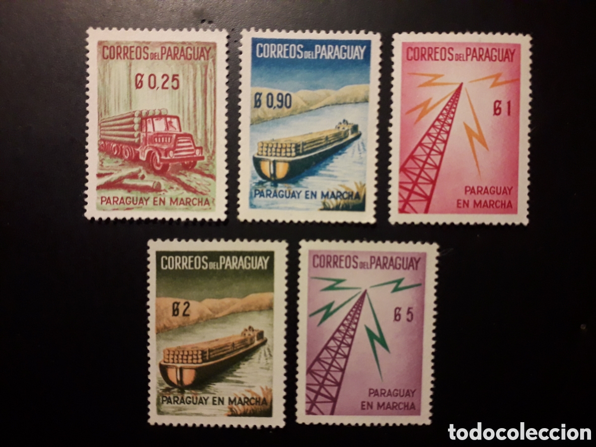 Sellos: PARAGUAY YVERT 593/7 SERIE CTA MAYOR&Iacute;A SIN GOMA 1961 INDUSTRIA MADERERA PEDIDO M&Iacute;NIMO 3&euro;