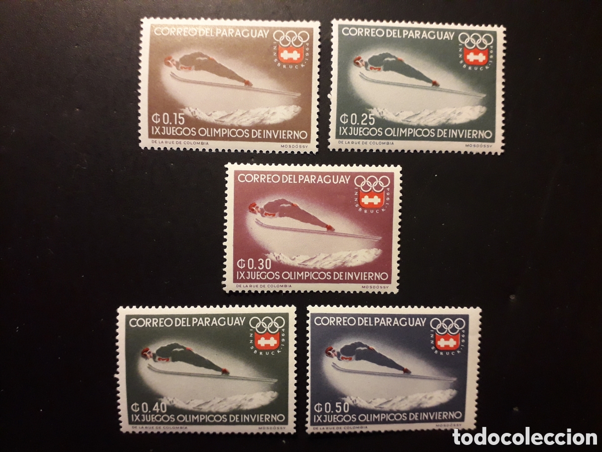 Sellos: PARAGUAY YVERT 737/41 SERIE CTA NUEVA CON CHARNELA 1963 OLIMPIADA INNSBRUCK ESQU&Iacute; PEDIDO M&Iacute;NIMO 3&euro;