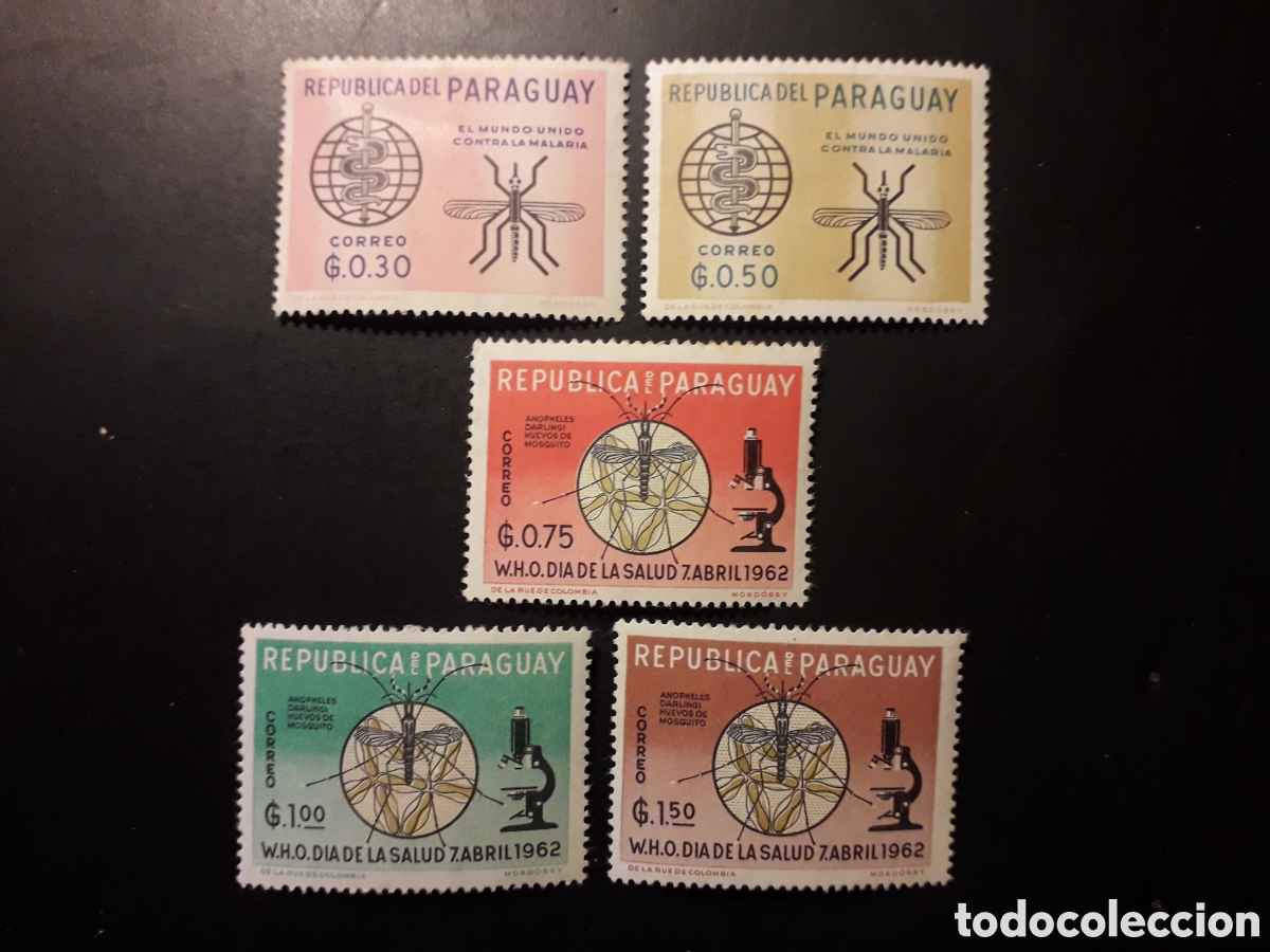 Sellos: PARAGUAY YVERT 674/8 SERIE CTA NUEVA CON CHARNELA 1962 CAMPA&Ntilde;A CONTRA LA MALARIA PEDIDO M&Iacute;NIMO 3&euro;