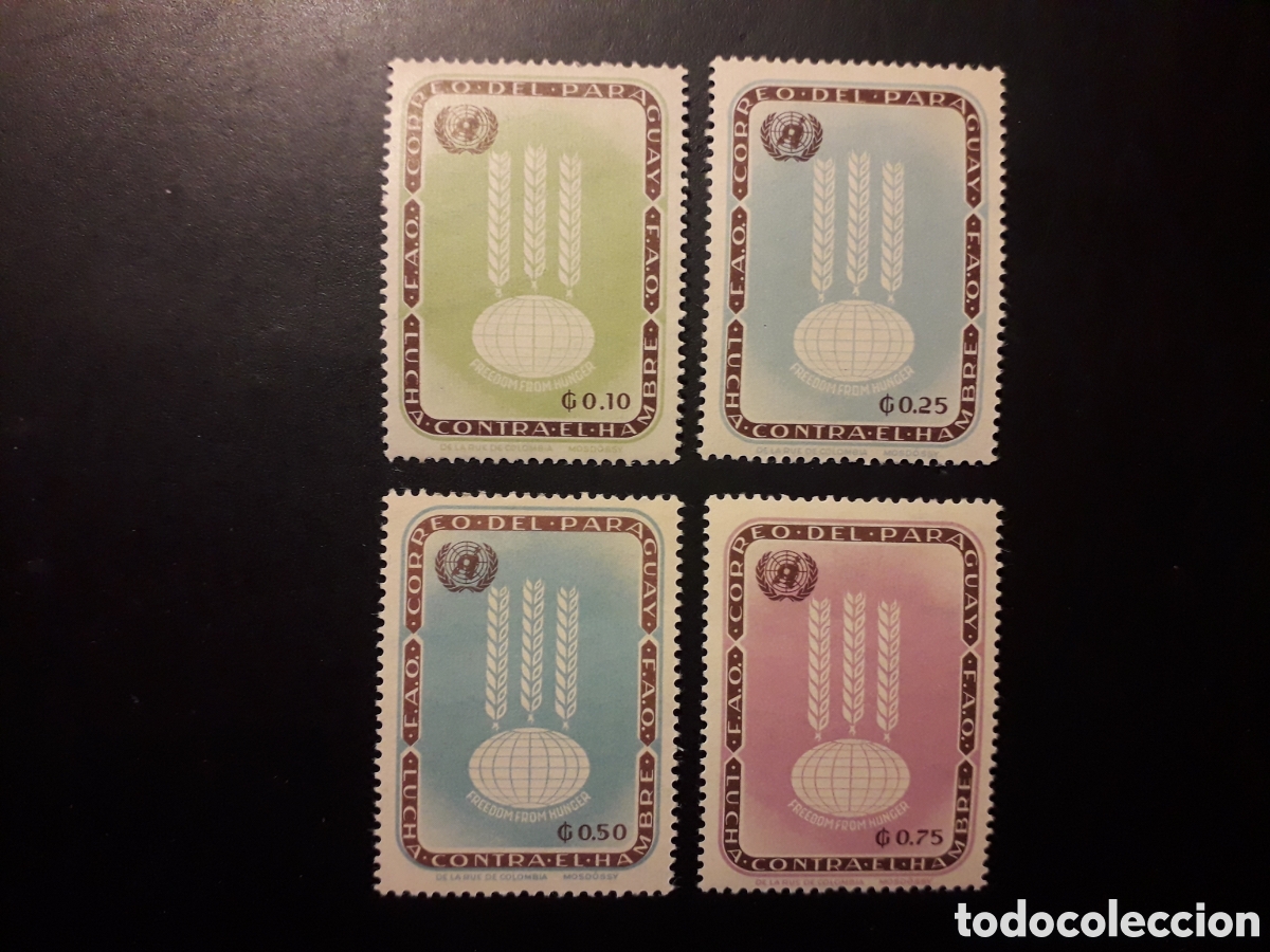 Sellos: PARAGUAY YVERT 724/7 SERIE CTA NUEVA CON CHARNELA 1963 CAMPA&Ntilde;A CONTRA EL HAMBRE PEDIDO M&Iacute;NIMO 3&euro;