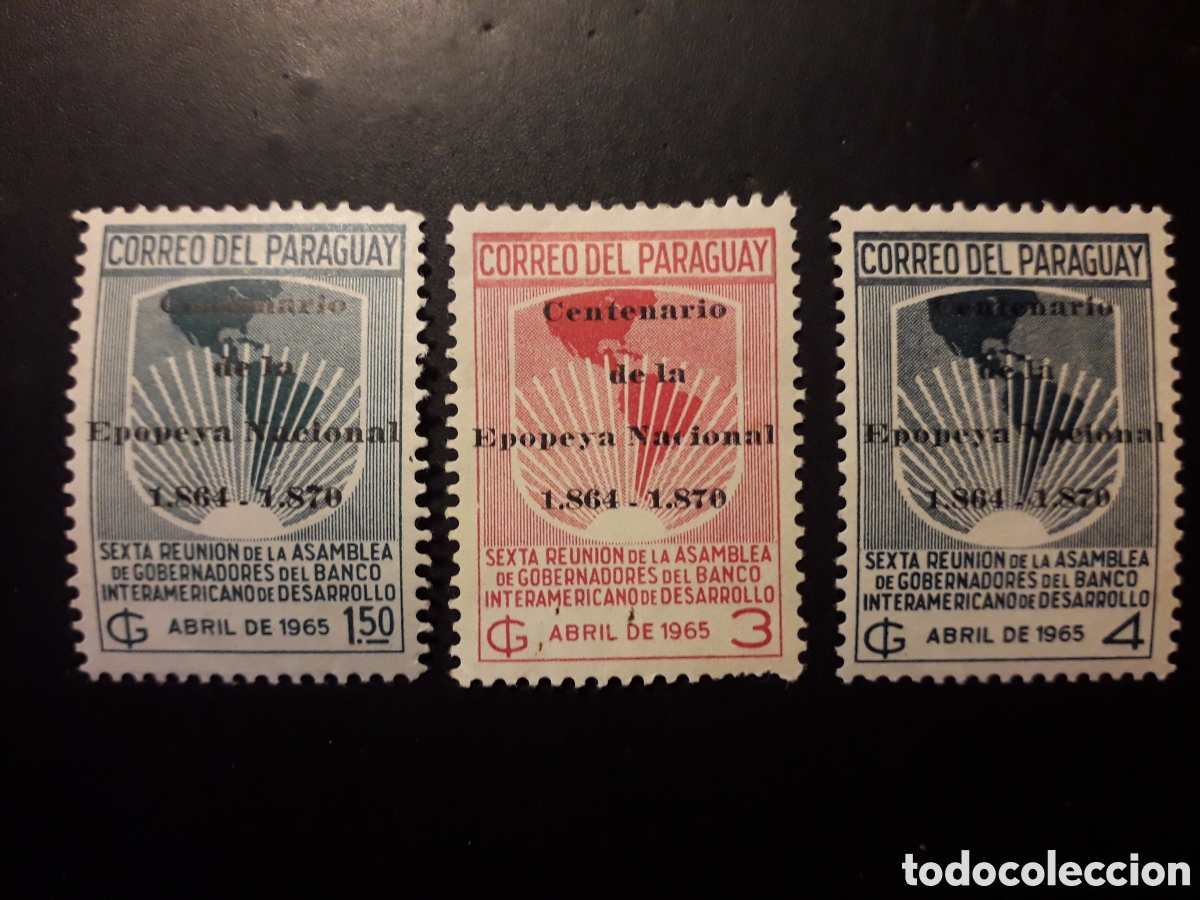 Sellos: PARAGUAY YVERT 777/9 SERIE CTA NUEVA CON CHARNELA 1965 SOBRECARGADOS, MAPAS PEDIDO M&Iacute;NIMO 3&euro;