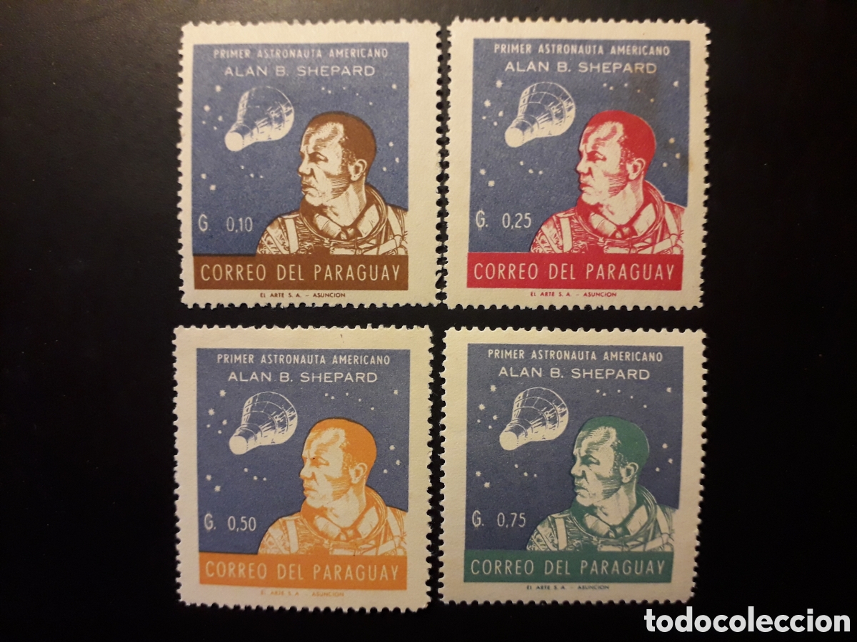 Sellos: PARAGUAY YVERT 689/92 SERIE CTA NUEVA CON CHARNELA 1962 ESPACIO ASTRONAUTA A SHEPARD PEDIDO M&Iacute;NIM 3&euro;
