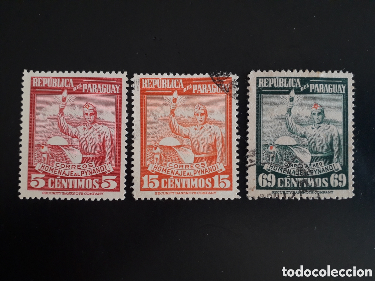 Sellos: PARAGUAY YVERT 473/4 + A 167 FALTA EL A 168 SERIE CORTA USADA 1948 PYNANDI PEDIDO M&Iacute;NIMO 3&euro;