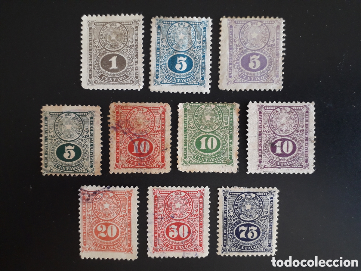 Sellos: PARAGUAY YVERT 186/91 SERIE COMPLETA USADA 1910-19 ESCUDO PEDIDO M&Iacute;NIMO 3&euro;